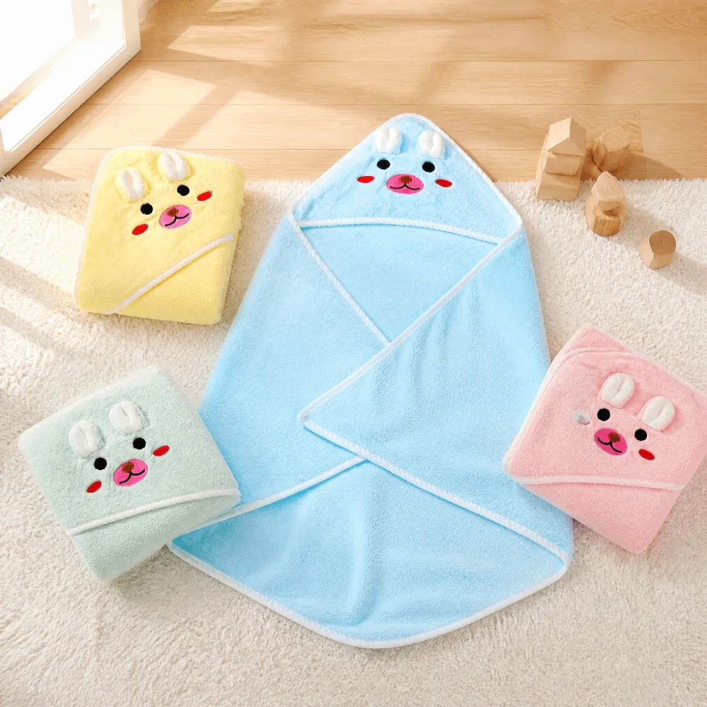 Coral Fleece Toddler Thin Bathrobe Super Soft Large Size Infant Bath Towel Cartoon Patterns Highly Absorbent Baby Blanket
