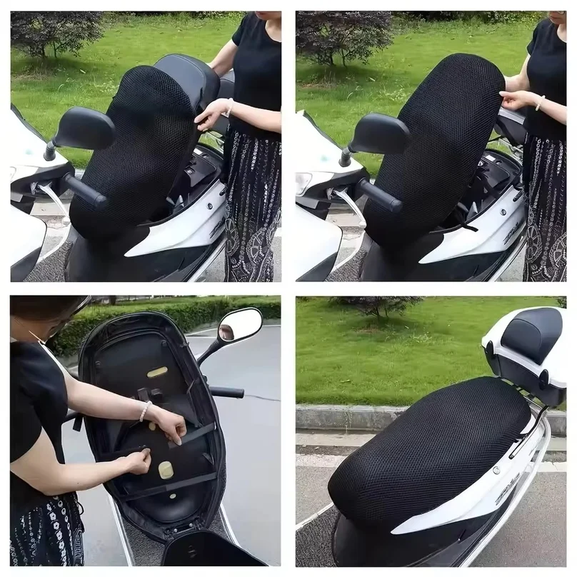 Summer Cool 3D Mesh Motorcycle Seat Cover Breathable Scooter Seat Covers Cushion Anti-Slip cover Grid Protection pad