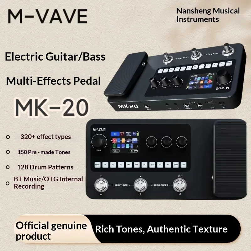 M-Vave Mk-20 Guitar And Bass Multi-Effect Pedal 100 Effects 120-Second Looper Drum Machine For Practice Suitable For Performance