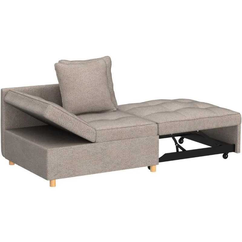 Sofa Bed Chair 4-in-1 Convertible Chair Bed, with 2 Throw Pillow, Single Recliner for Small Space with 5 Adjustable Backrest