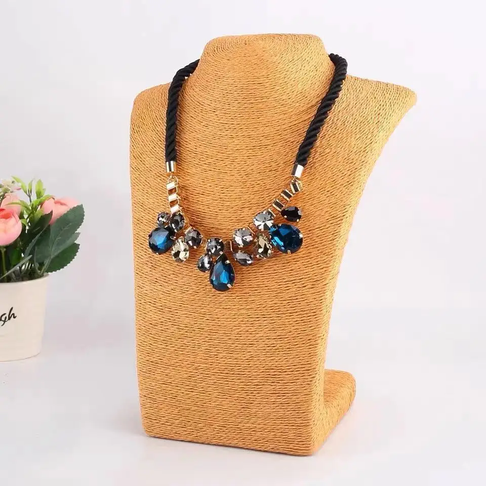 

Handmade High-End Rope-Wrapped Mannequin Neck Display Stand for Pendant & Necklace Jewelry - Jewelry Store Counter Showcase Prop