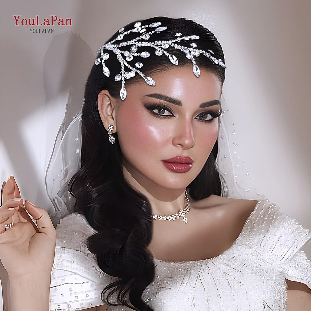 Youlapan na moda casamento bandana nupcial strass cabeça jóias acessórios de cabelo casamento artesanal noiva tiara headpiece hp816