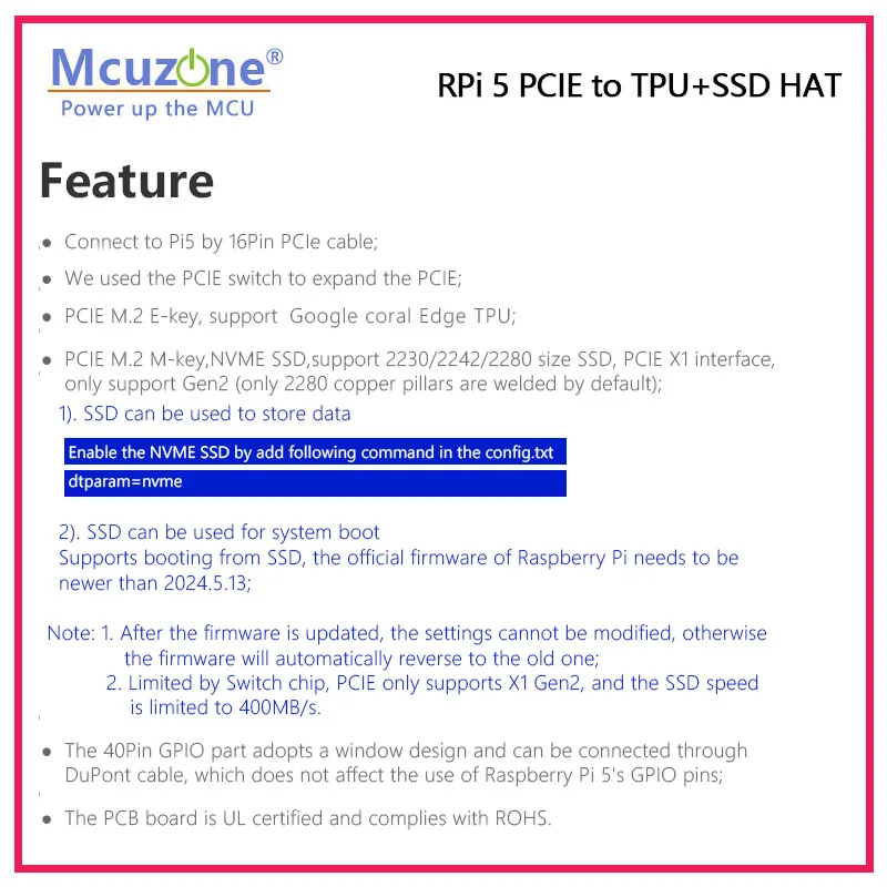 Imagem -03 - Mpstpu-framboesa pi Pcie para Tpu e Chapéu Ssd ai para Rpi5 Suporte Google Coral Edge Nvme Ssd