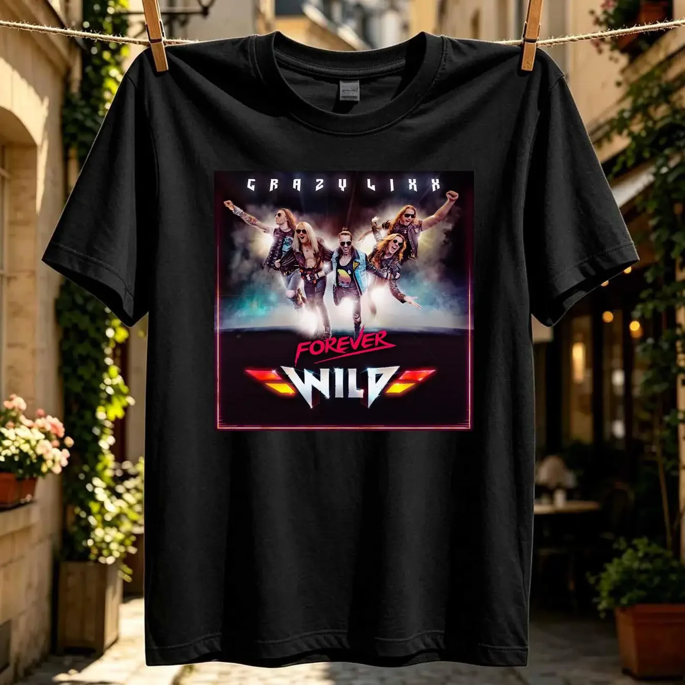 washed T Shirt Best New Crazy Lixx Forever Wild Glam Metal Swedish Band Size S 2XL vintage Washed Soft designer clothes