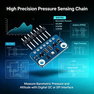 BMP390 Precision Altimeter Pressure Sensor, ±0.03hPa Relative Accuracy, I2C/SPI for Arduino/ESP32