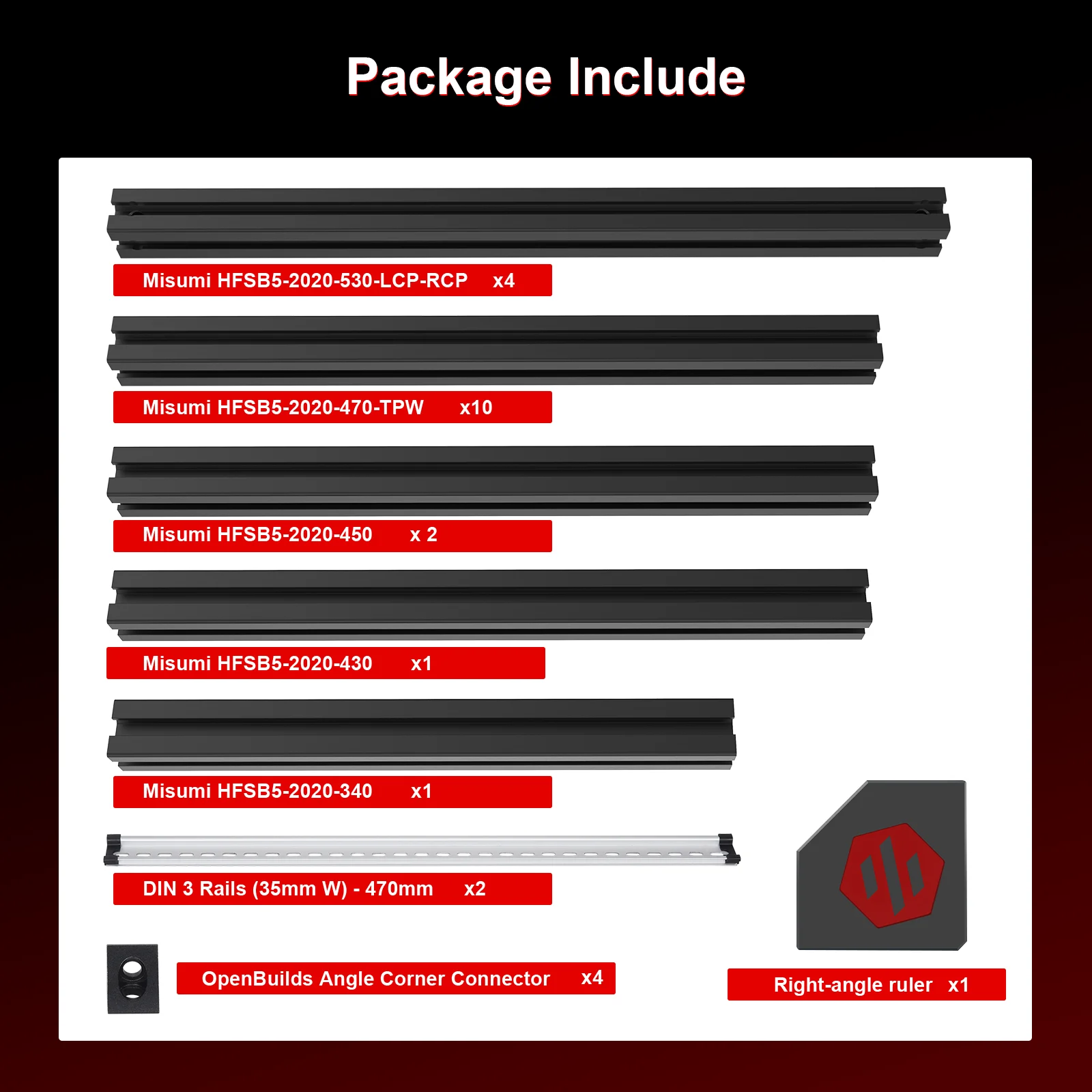 Extrusion Frame Kit 350mm for Voron 2.4, 2020 Aluminum Square Anodized Blind Joints for Voron 3D Printer Assembly Set