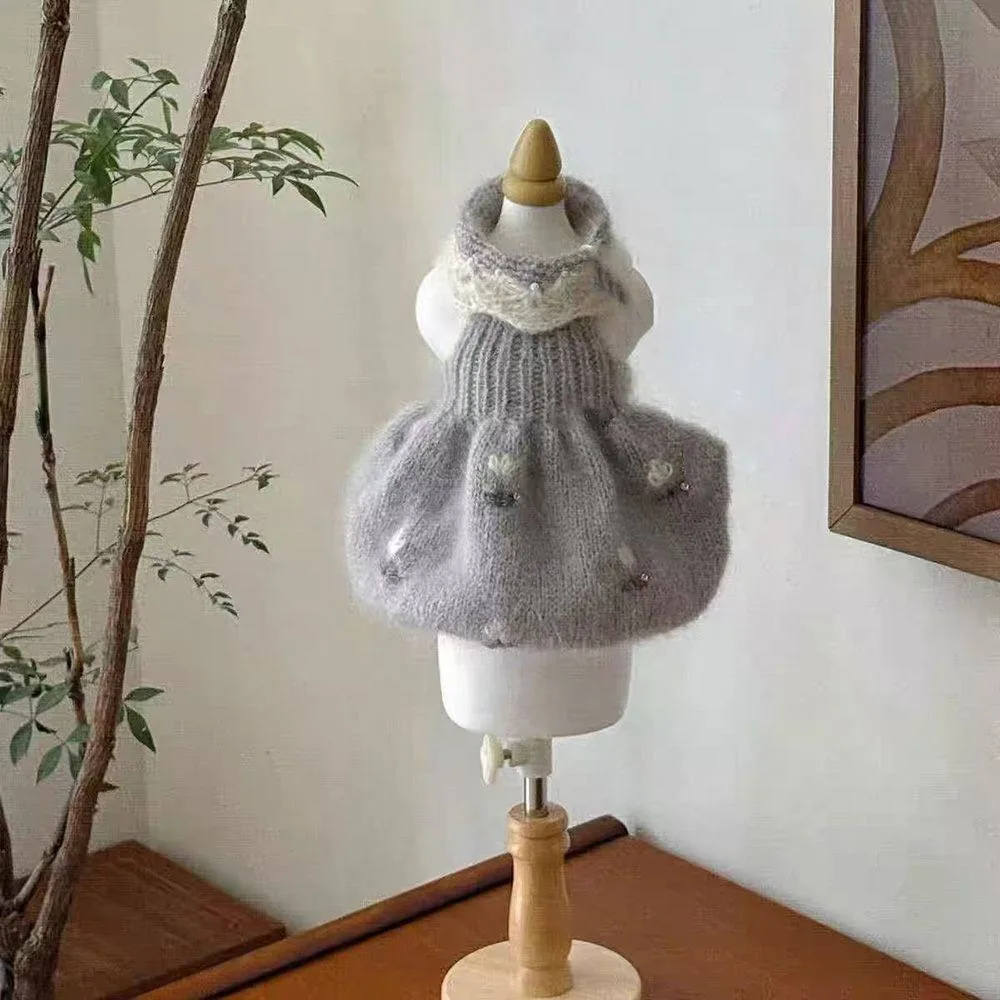 Puppy Tulip Sweater Teddy Winter Warm Clothes Bichon Frise Sweet Knit Trendy Dog Pullover Pet Supplies