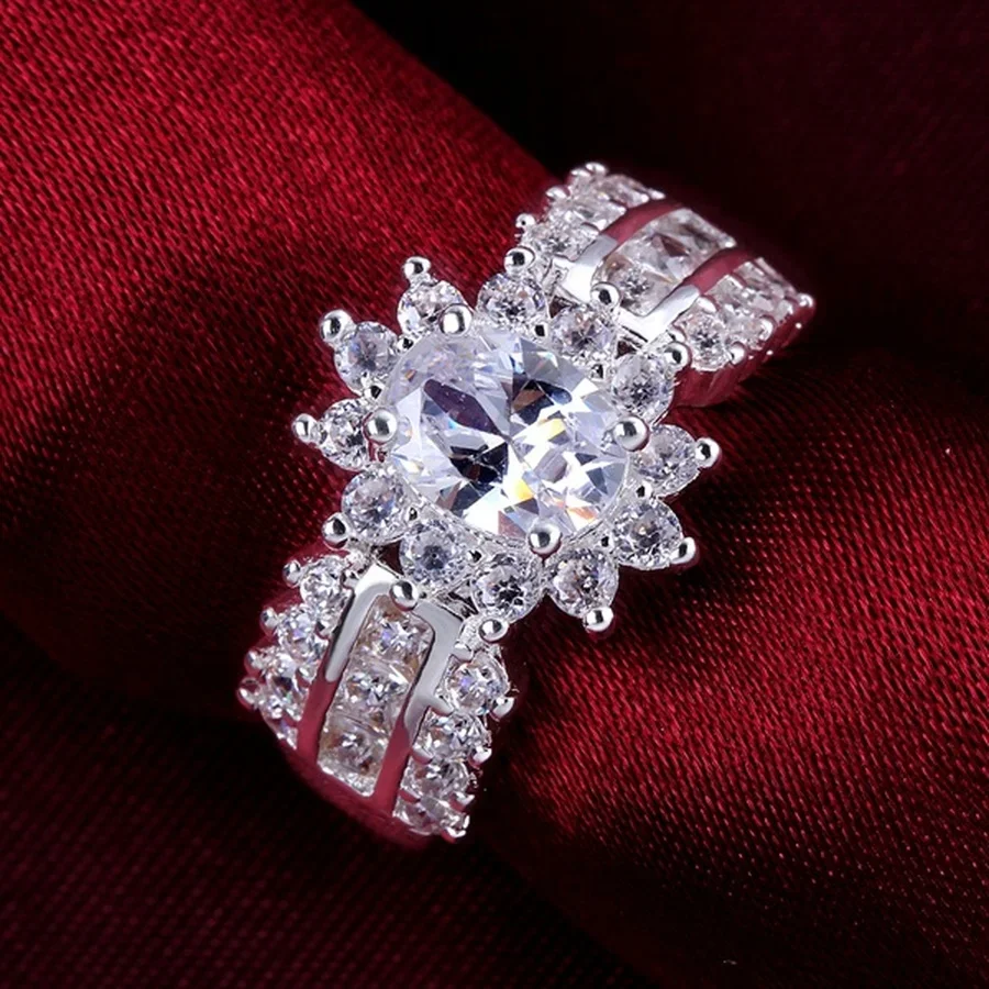 

Noble Crystal Stone 925 Sterling Silver Ring Pretty Nice Wedding Charm Beautiful Fashion Silver Color Jewelry