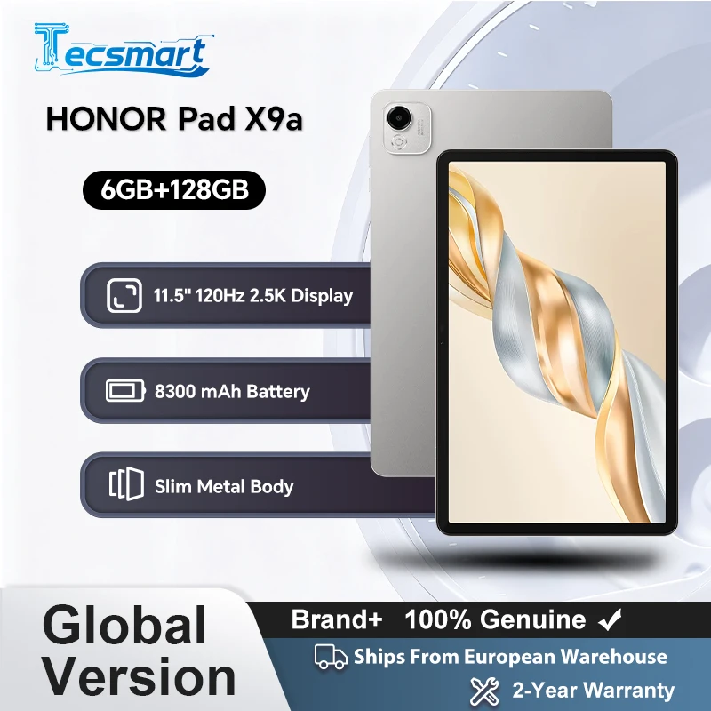 HONOR Pad X9a, EU-versie Android WIFI tablet, 11,5 inch 120Hz 2.5K HONOR Fullview-scherm, slanke metalen behuizing, 6GB+128GB