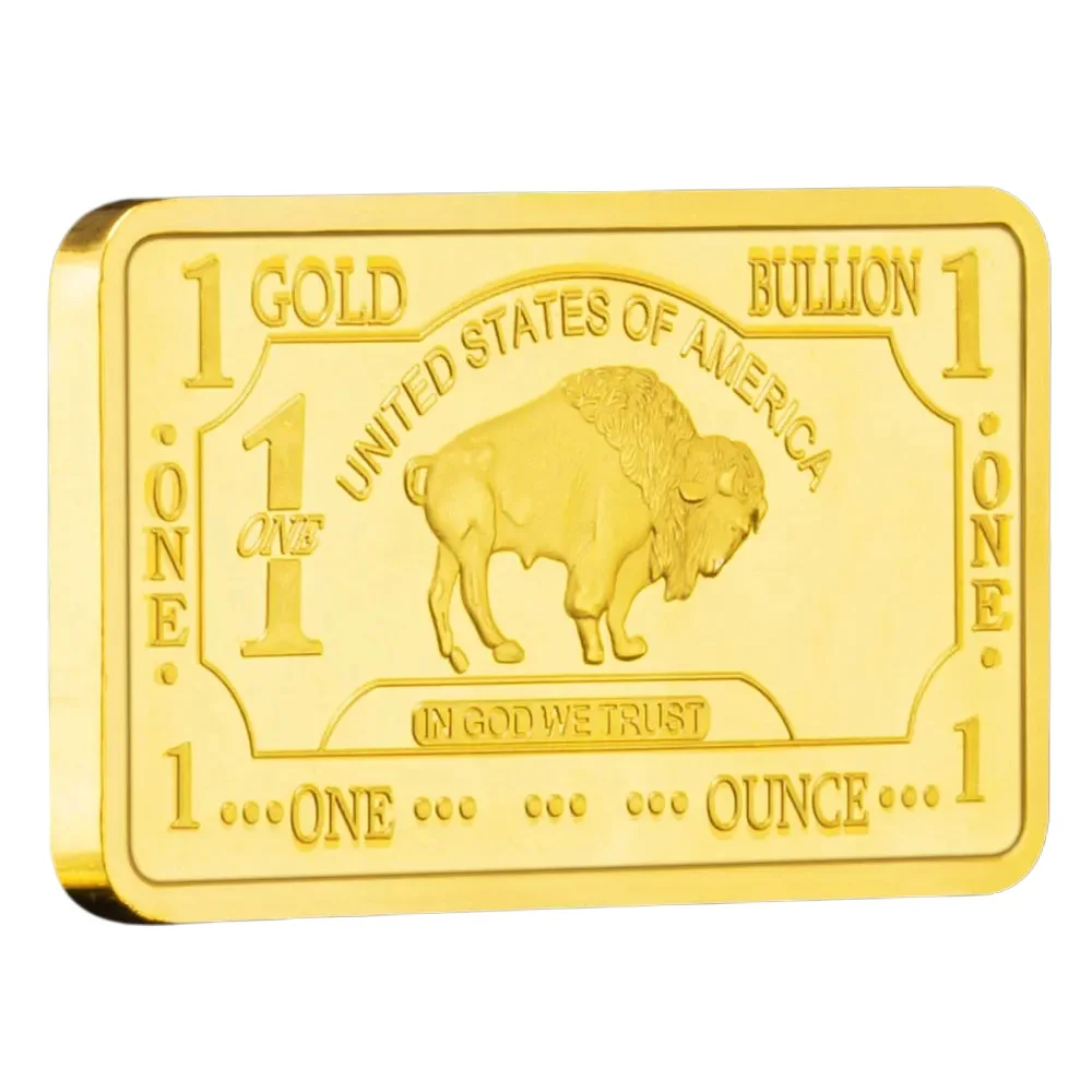 Monedas coleccionables de búfalo de Estados Unidos de América, barra chapada en oro, colección de monedas de recuerdo, regalo, decoración del hogar