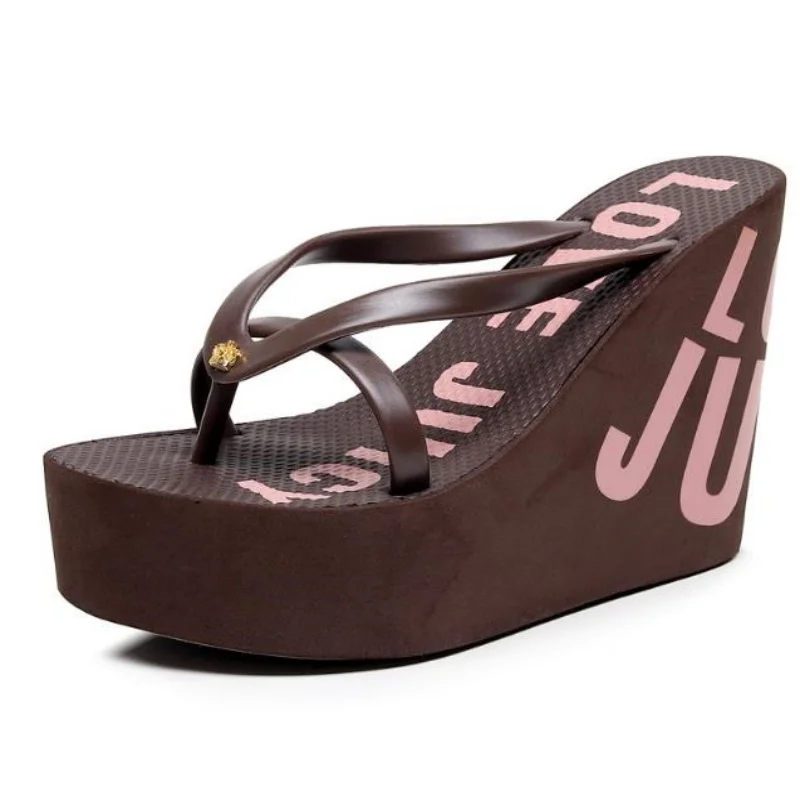 8cm 11cm Summer Wedges Flip Flops for Women Cloth Clip Toe Chunky Platform Slippers Woman Plus Size Light Non-slip Beach  Sandal