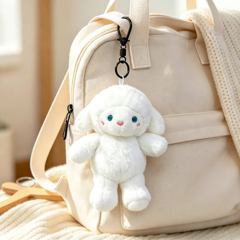15cm Cute Glutinous Rice Sheep Keychain White Classic Lamb Plush Pendant Keychain Backpack Fashion Decor