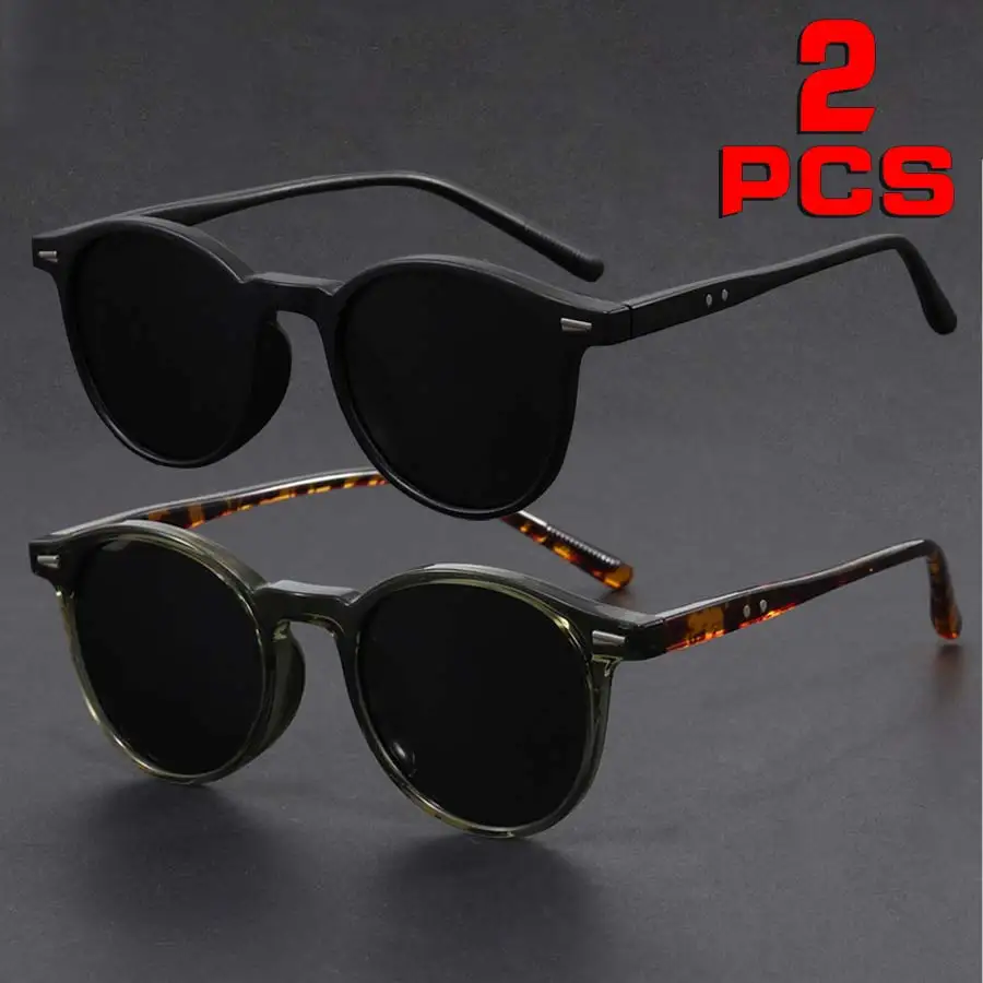 2-Pack Glasses, Classic Round Frames Unisex, Retro Fashion Trend, Suitable for Daily Wear
