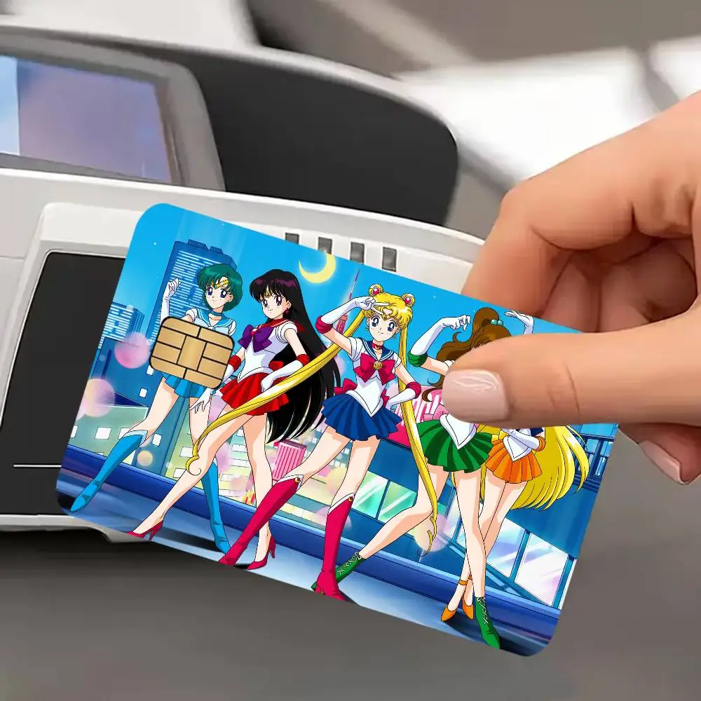 Anime Sailor Moon Cartoon Credit Card Skin Stickers for Bank Card Bus Metro Card Sticker Waterproof Women Gift