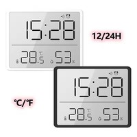 Ultra Thin Alarm Clock LCD Large Screen Digital Temperature Hygrometer Simple Alarm Clock Magnetic Design Desk Decoration Clocks