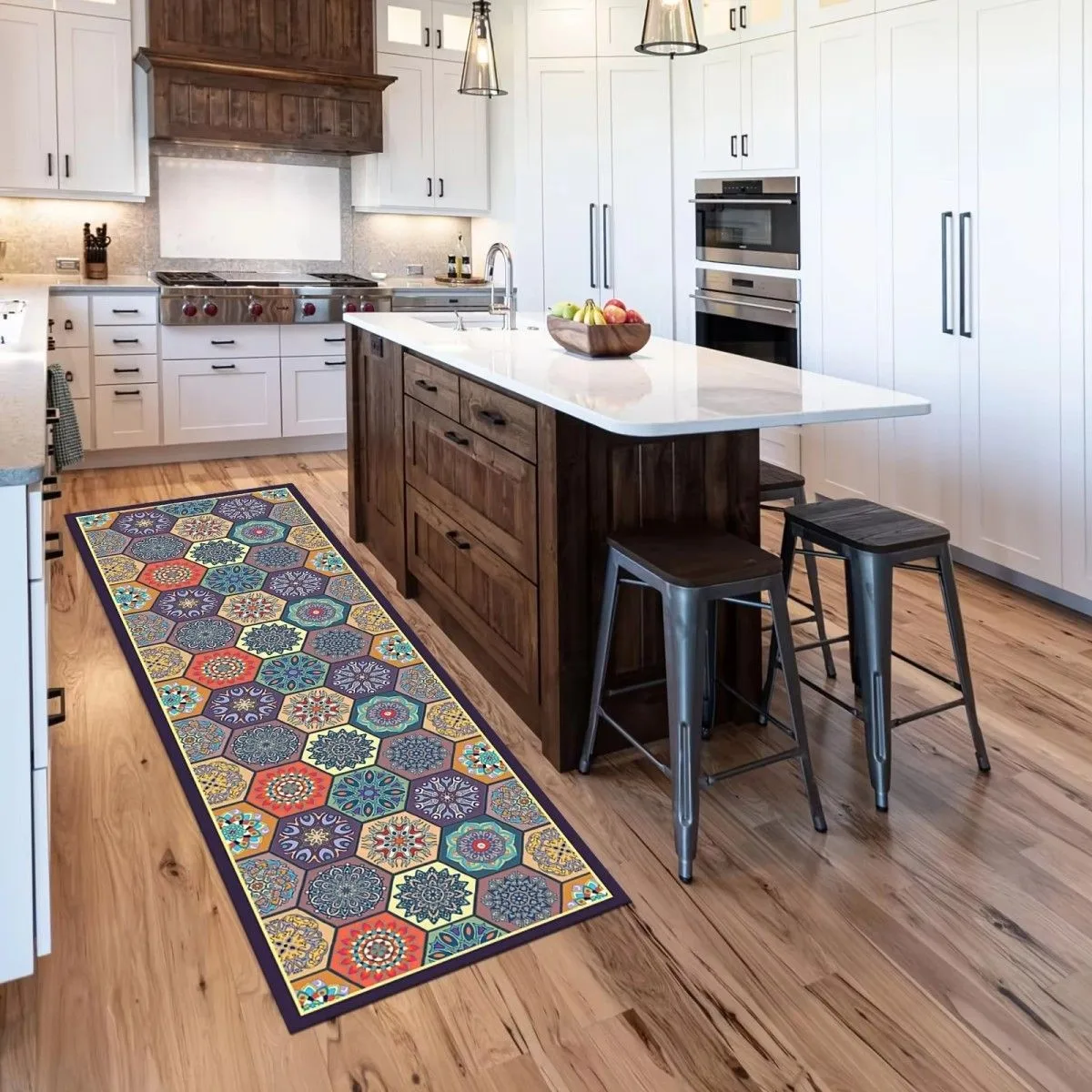 Tappetino da cucina in fango di diatomee, di forma quadrata, spesso e assorbente, con fondo in gomma antiscivolo, design a lungo corridoio, ideale per cucina, bagno, toilette, ingresso e zona pranzo.