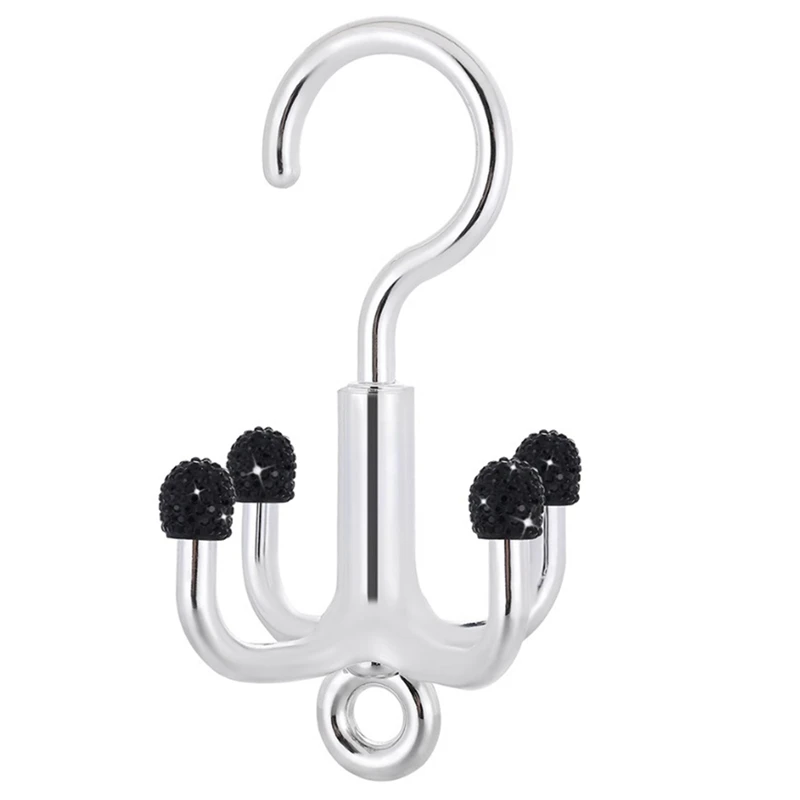 8PCS 360° Rotating 4 Claw Hooks Bling Diamond Wardrobe Multi-Purpose Hook Miscellaneous Storage Rack Home Organizers