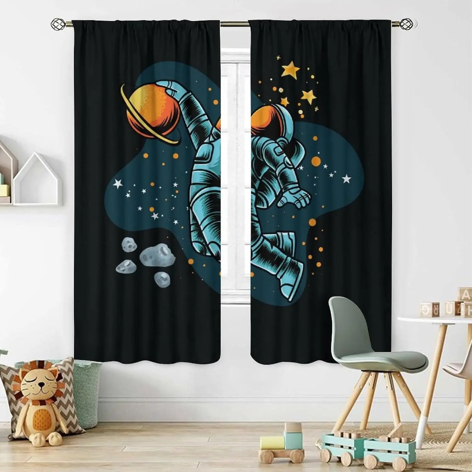 Space Curtains, Space Decor for Boys Room, Space Curtains for Boys Room, Saturn Curtains Astronaut Curtains for Kids Room Room