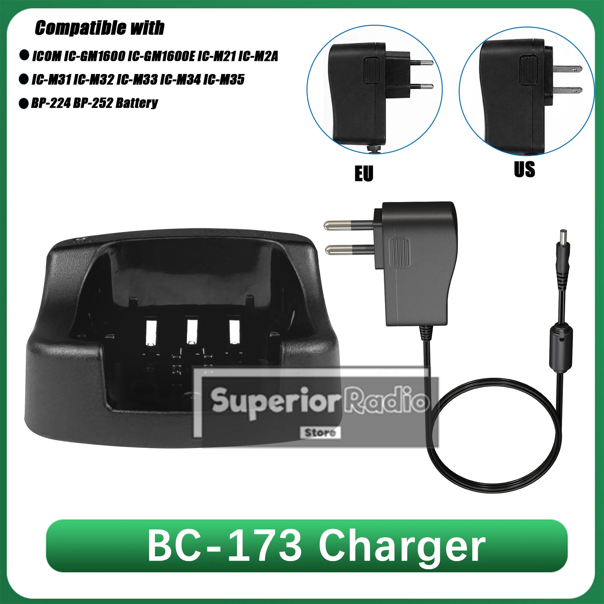 BC-173 Rapid Desktop Battery Charger Compatible for IC-M21 IC-M2A IC-M31 IC-M34 IC-M35 IC-M36 IC-M90 Radio BP-224 BP-252 Battery