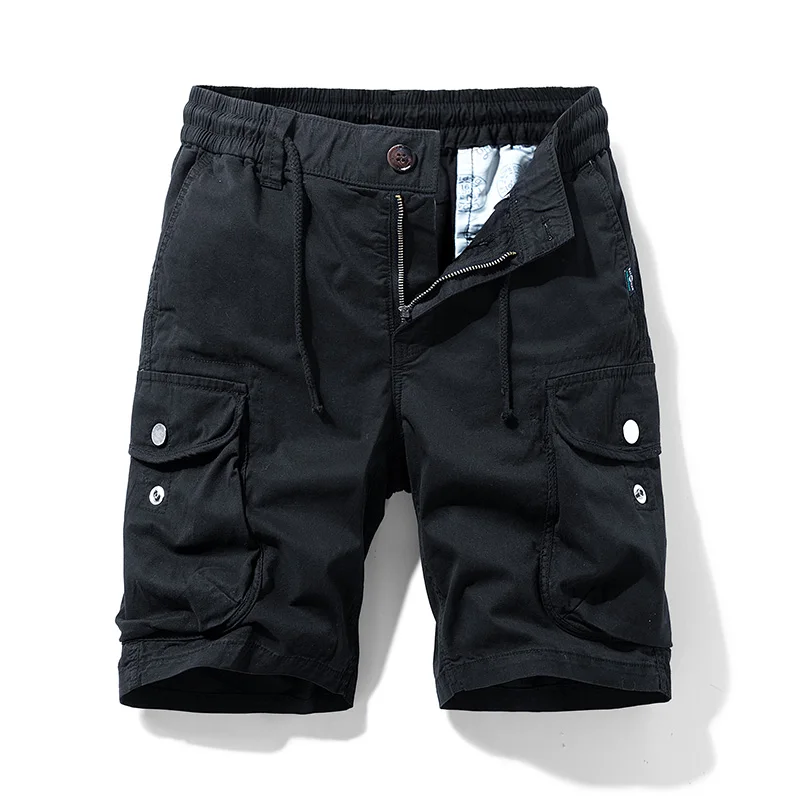 Sommer Männer Cargo Baumwolle Shorts Hosen Herren Kleidung elastische Taille lässig solide Strand Jogger Multi Pocket Shorts männlich 40