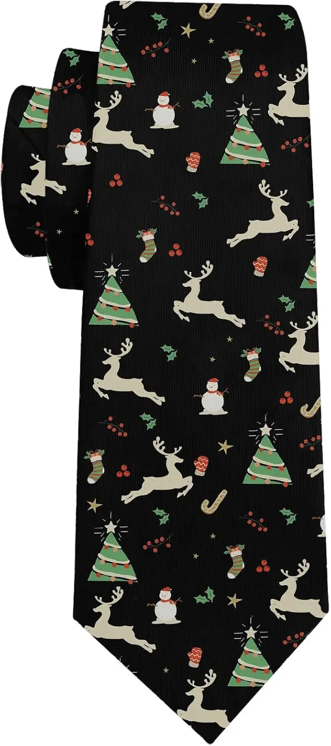 Deer Christmas Holiday Men's Tie Funny Neckties Halloween Novelty Ties Formal Party Business Neckties One Size
