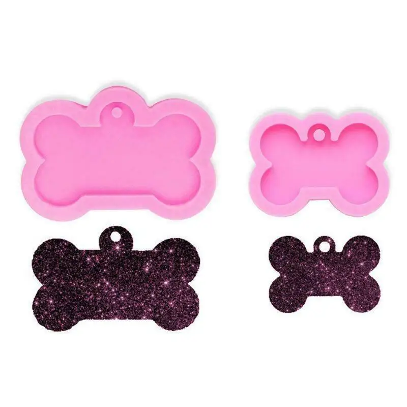 2Pcs/Pack Oval Bone Shaped Silicone Mold Dog Tag DIY Resin Craft Decoration Mold