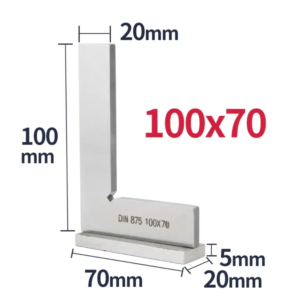 Simple de acero inoxidable Try Square 90 grados con Base escuadra de ángulo cuadrado herramienta de medición de carpintería de borde plano engrosado
