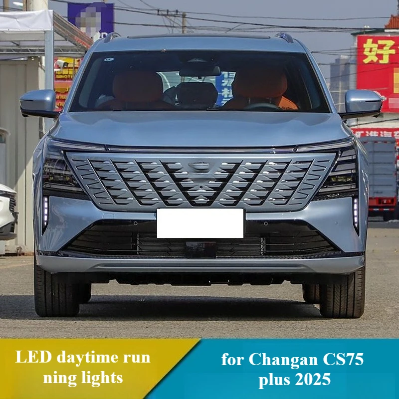 For Changan CS75 Plus 4th Generation LED Daytime Running Lights DRL Front Bumper Fog Lights with Dynamic Turn Signals Night Blue