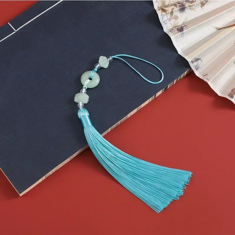 Beautiful Retro Tassels Chinese Style Jade Ring Tassels Bookmark Keychain Pendant Home Decorations