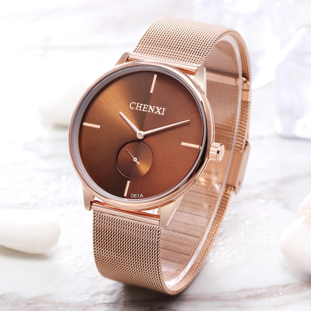 CHENXI Horloge Quartz voor Mannen Vrouwen Top Luxe Merk Mode Waterdichte Mannelijke Klok Casual Roestvrij Stalen Gaas Riem Polshorloge