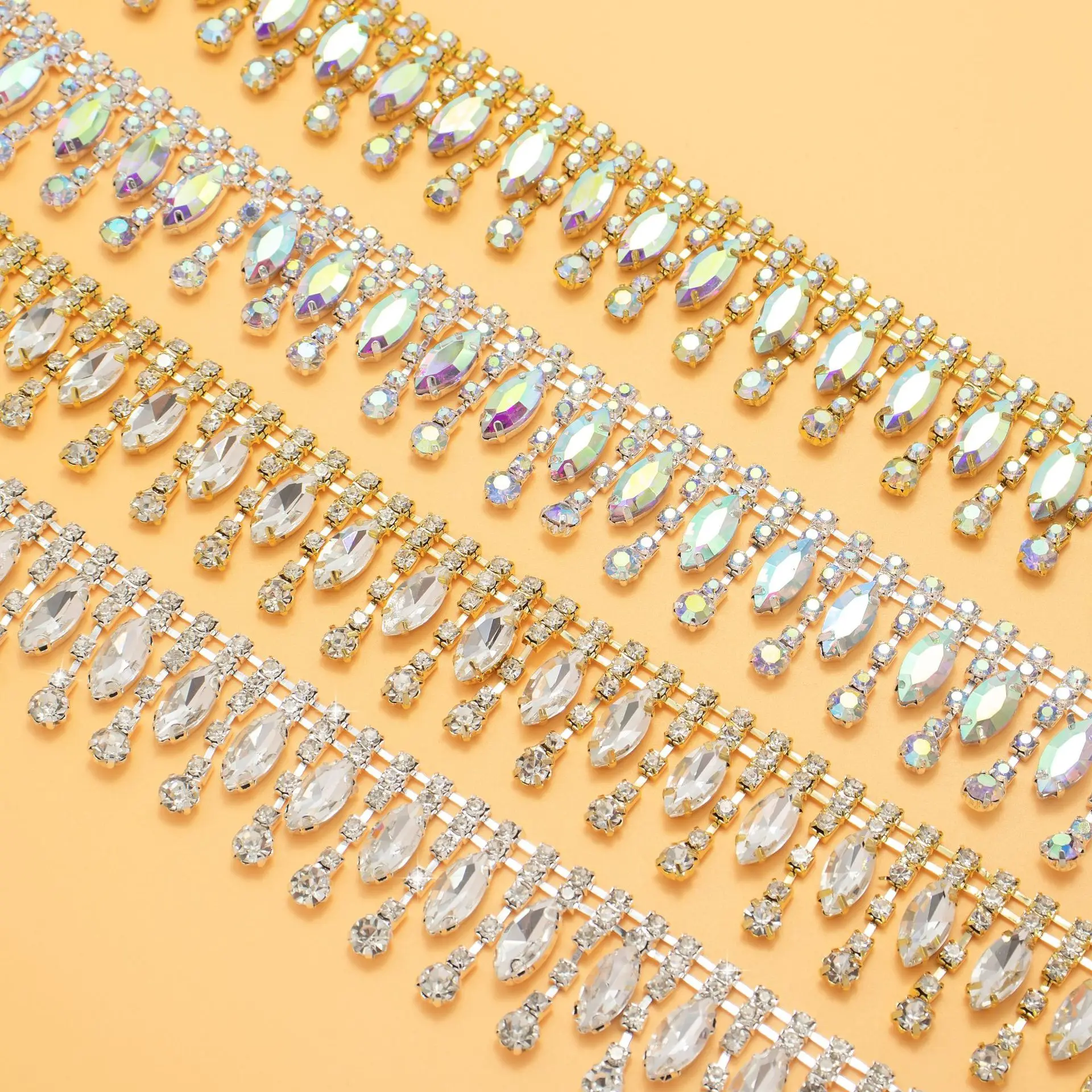 

Marquise Claw Rhinestone Chain Welded Costume Accessories for Stage Clothing DIY Supplies Jewelry-Making Craft Decorations