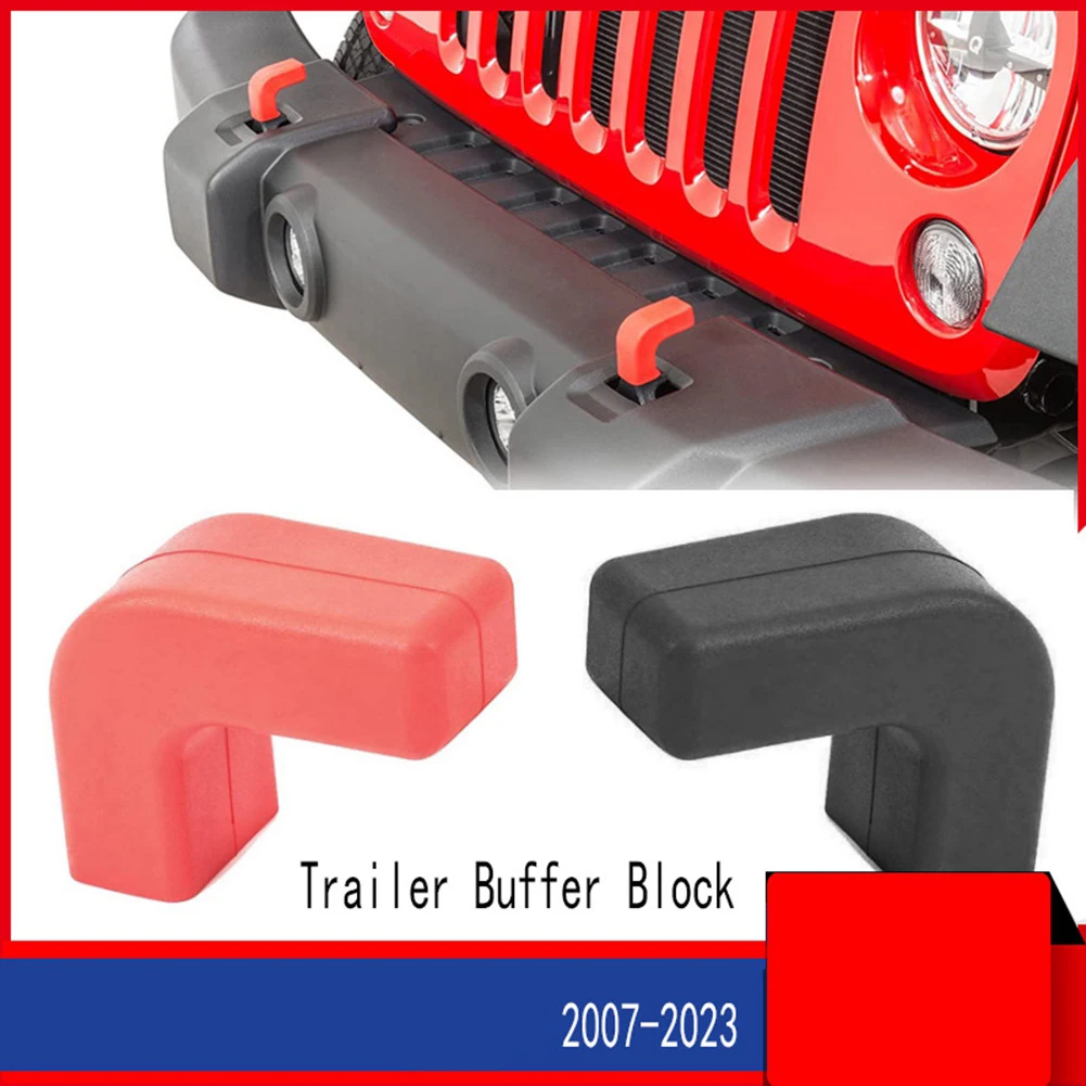 سيارة سوداء المصد الأمامي بار سحب مقطورة هوك مقطورة عازلة كتلة ل جيب JK JL JT رانجلر 2007-2023