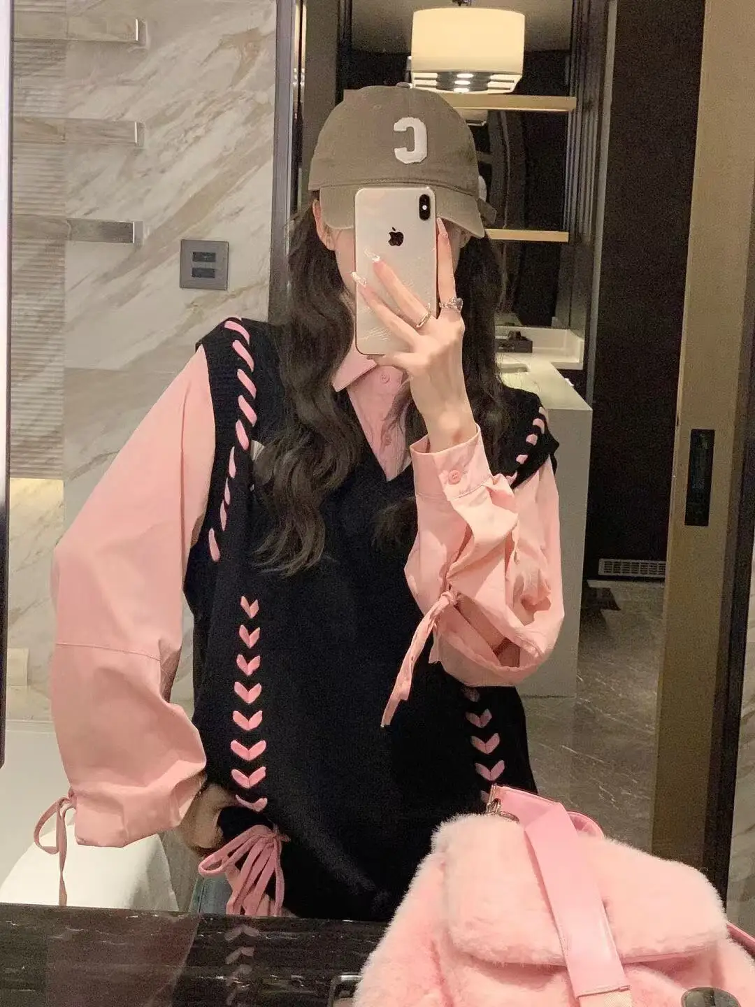 

Женский вязаный комплект с V-образным вырезом и узором в горошек, модная осенняя одежда с длинными рукавами