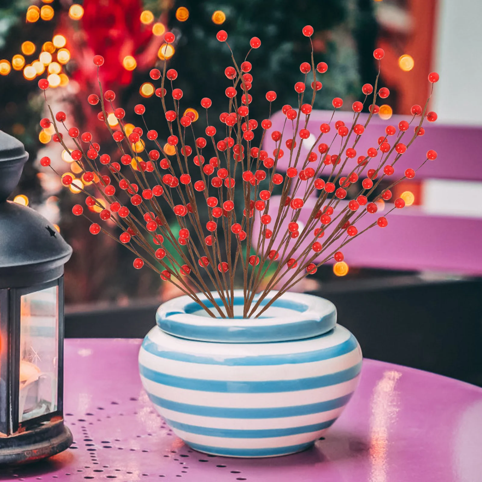 

10Pcs Artificial Red Berry Stems Xmas Decorations Christmas Berries Picks for Floral Arrangement Holiday Party Ornament