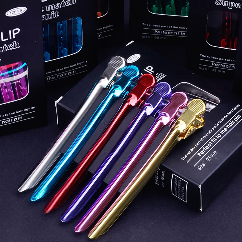 

12Pcs Stainless Steel Hairdressing Clips Durable Safe Colorful Smooth Glossy for Salon Home Store Hairdressing Hairpin