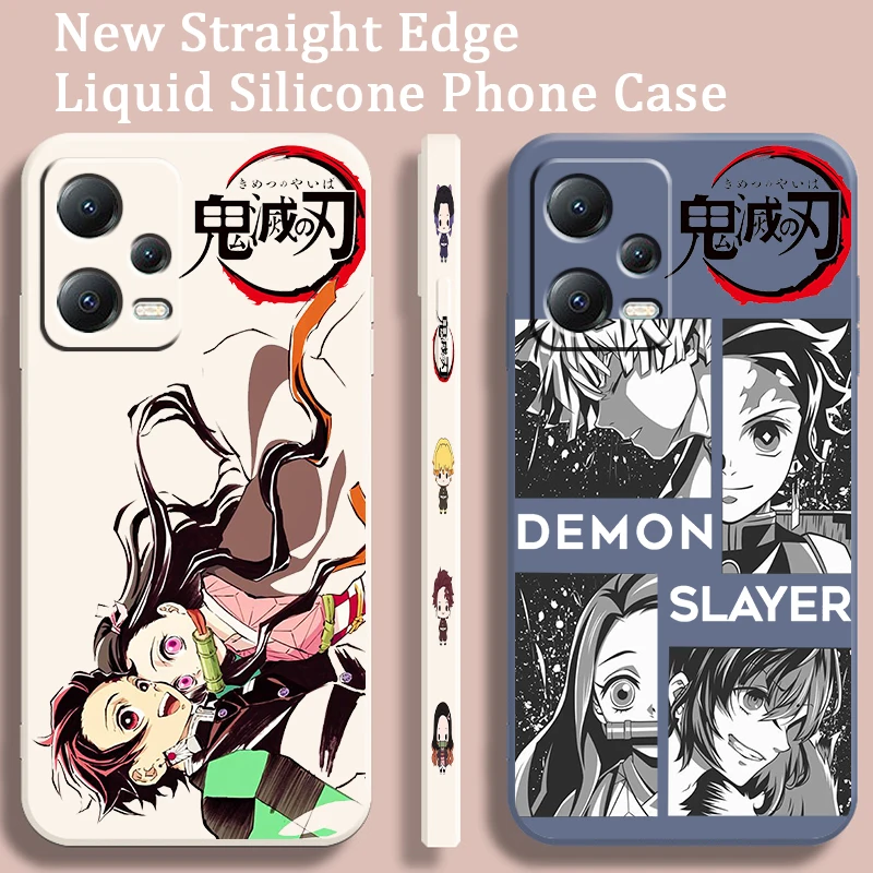 G Ghost Slaying Blade Anime Liquid Left Rope For Xiaomi Redmi Note 13 12 12S 12R 11 11T 11S 10 10S Pro Plus 5G Soft Phone Case