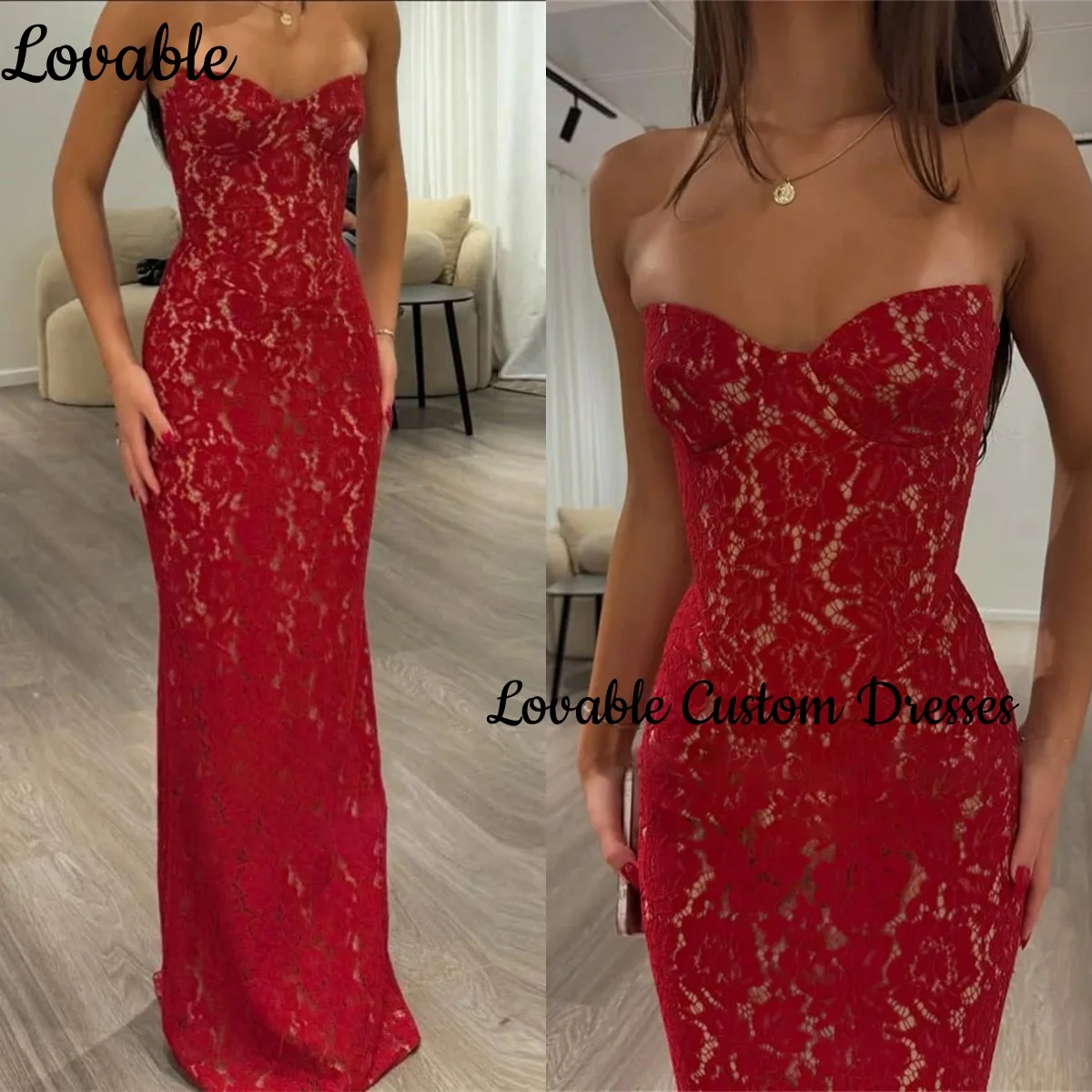 

Ball-Gown Mermaid Customize Sweetheart Luxury Floor-Length Dubai Luxury Evening Dress Lace Sleeveless Zipper Up فستان حفلات الزف