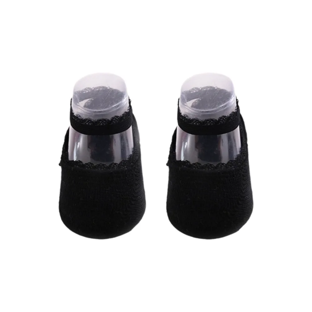 Adorable Solid Color Infant Lace Socks Rubber Soles Soft Cotton Newborn Socks Breathable Solid Baby Socks Summer Baby Wear