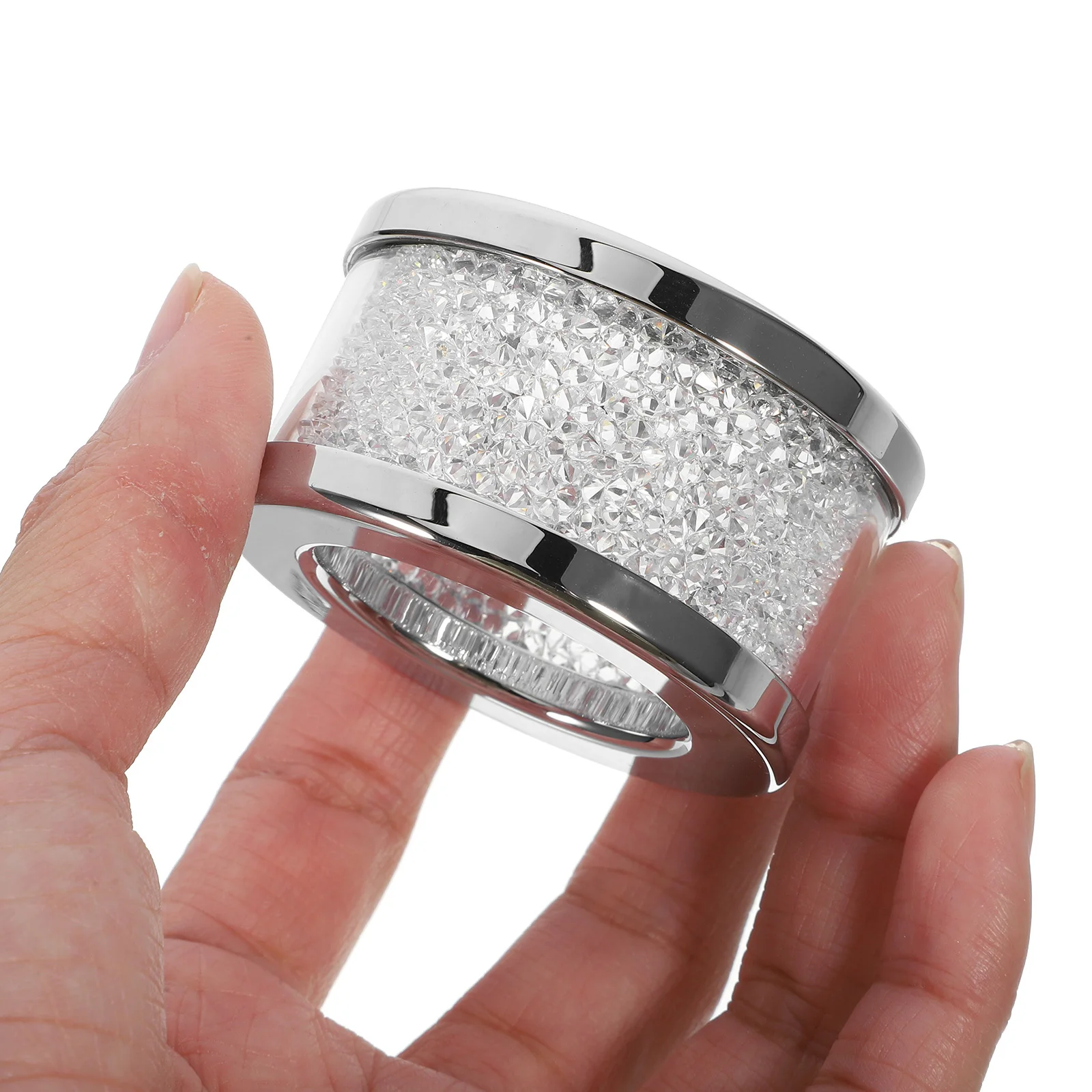 

Diamond Bling Napkin Rings Crystal Silver Circular Reusable Napkin Buckle Elegant Wedding Party Table Centerpiece Decoration