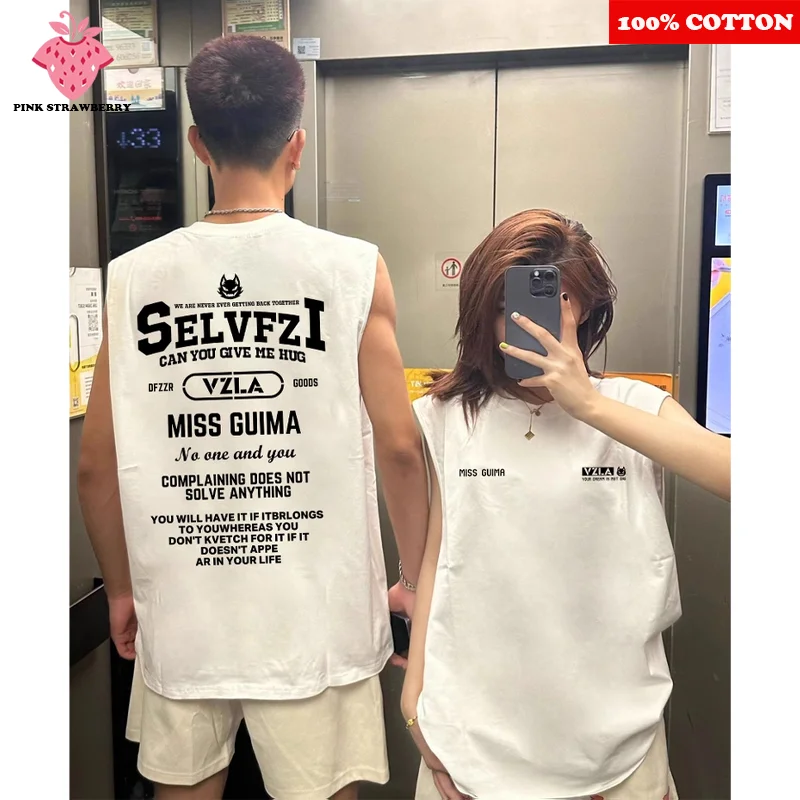 

Summer Sleeveles Vest T-shirt Men 2025 New American Letter Print Sport Vest Fitness Sweat absor Vest Quick Dry Top men clothing