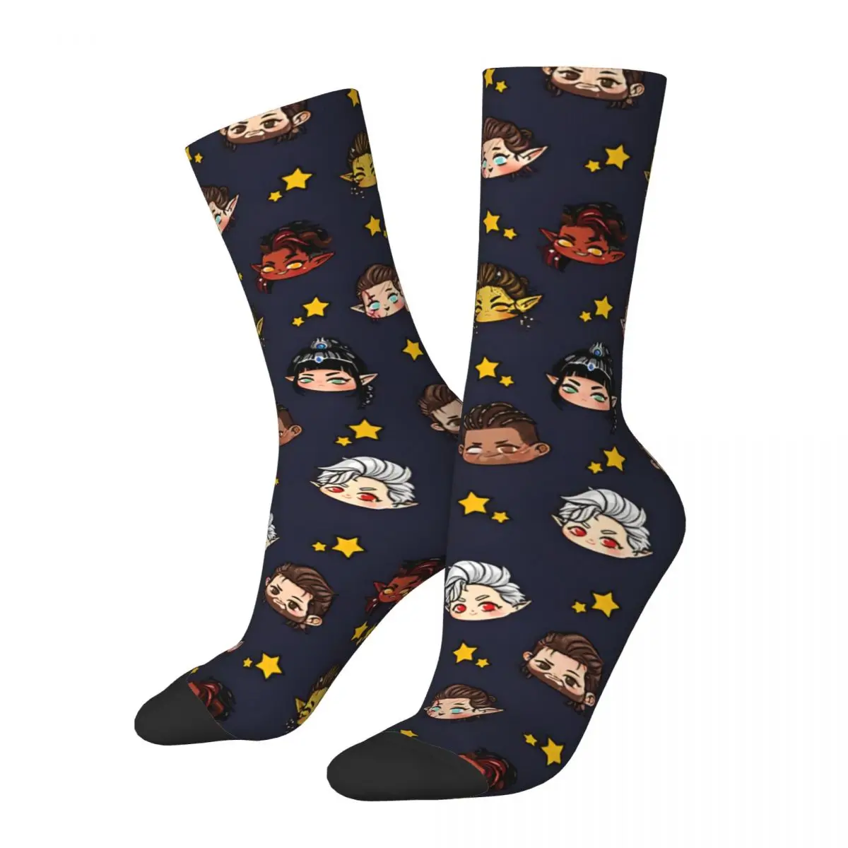 Hip Hop Vintage Companions (Navy) Crazy Socks Unisex Baldur's Gate Street Style Seamless Printed Funny Novelty Happy Crew Sock