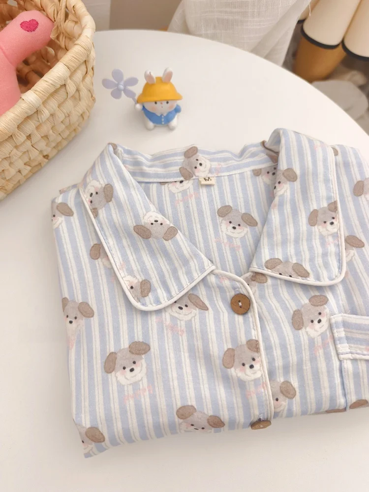 

Женские брюки Sweet Cartoon Sea Salt Puppy Or Sve, длинные брюки, хлопковая домашняя одежда, двухслойная летняя одежда
