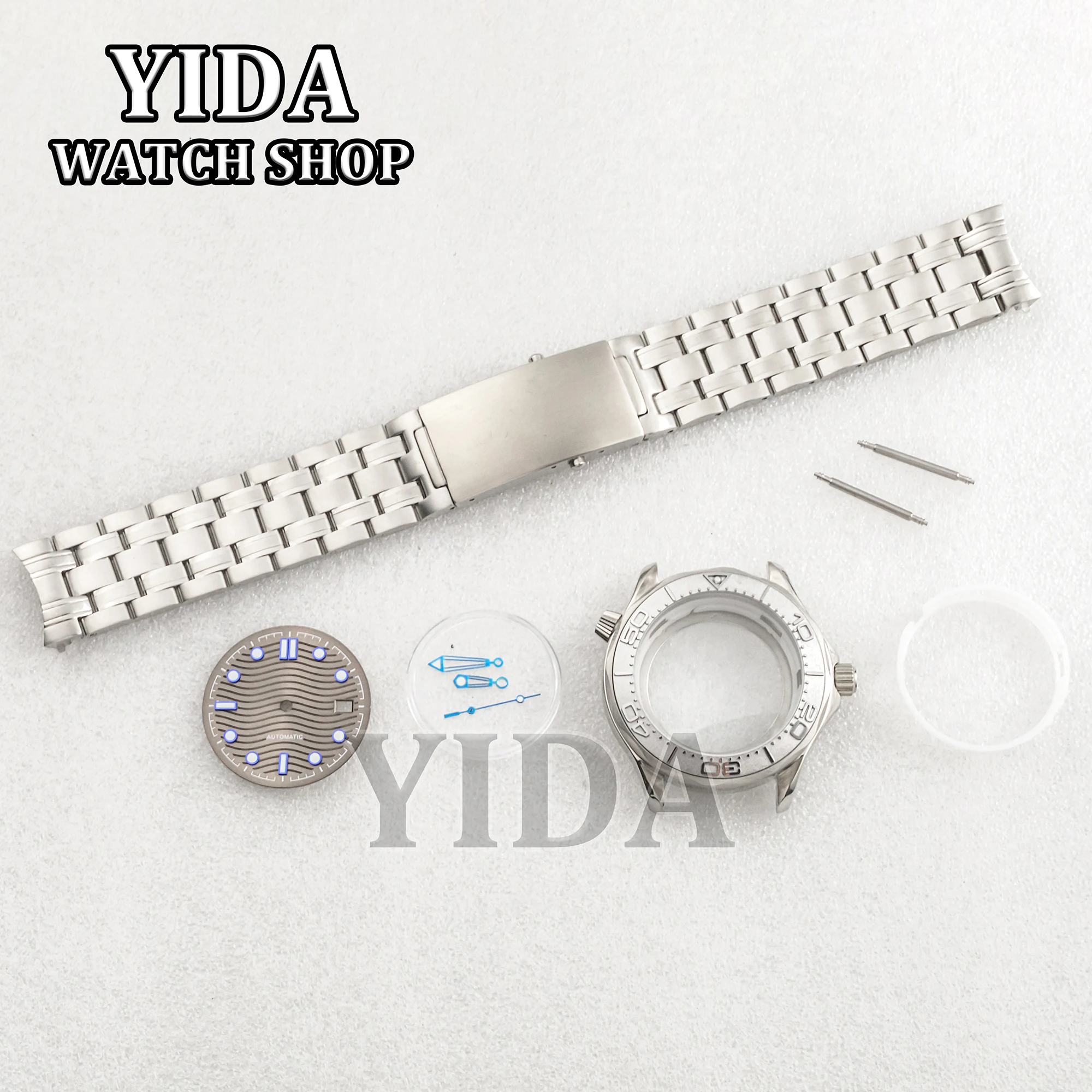 

For Seamaster 300 NH35/NH36 Watch Case Strap Dial Bezel Ring Cover Stainless Steel Watch case 31mm Face Luminous Pointers Parts