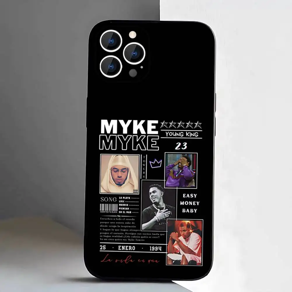 Custodia per telefono M-Myke T-Towers 2025 per iPhone 17,16,15,14,13,12,Pro,Max,Plus,E,SE4,Air,Mini scatola morbida nera