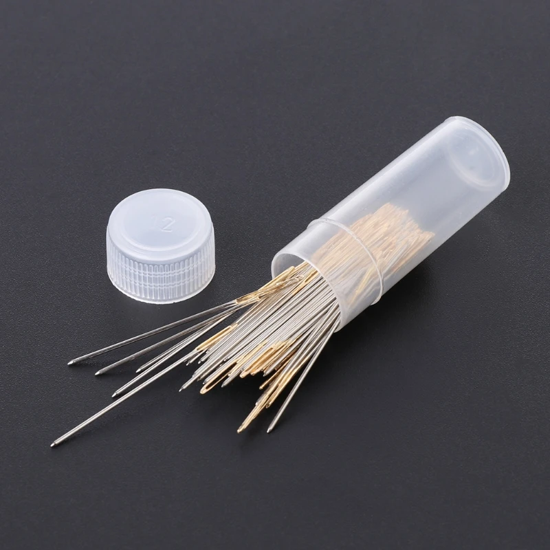 100PCS Multi-size Tail Embroidery Fabric Cross Stitch Darning Needles Craft Tools Size 24#/26# Stainless Steel DIY Sewing Needle