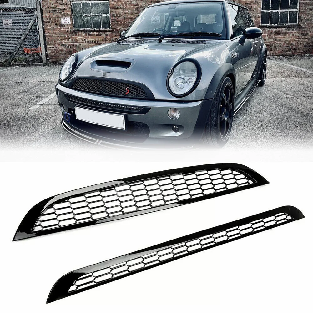 

2PCS Front Upper And Lower Grills Front Bumper Hood Honeycomb Mesh Grille Guard Trim Cover Compatible With MINI COOPER R50 R52