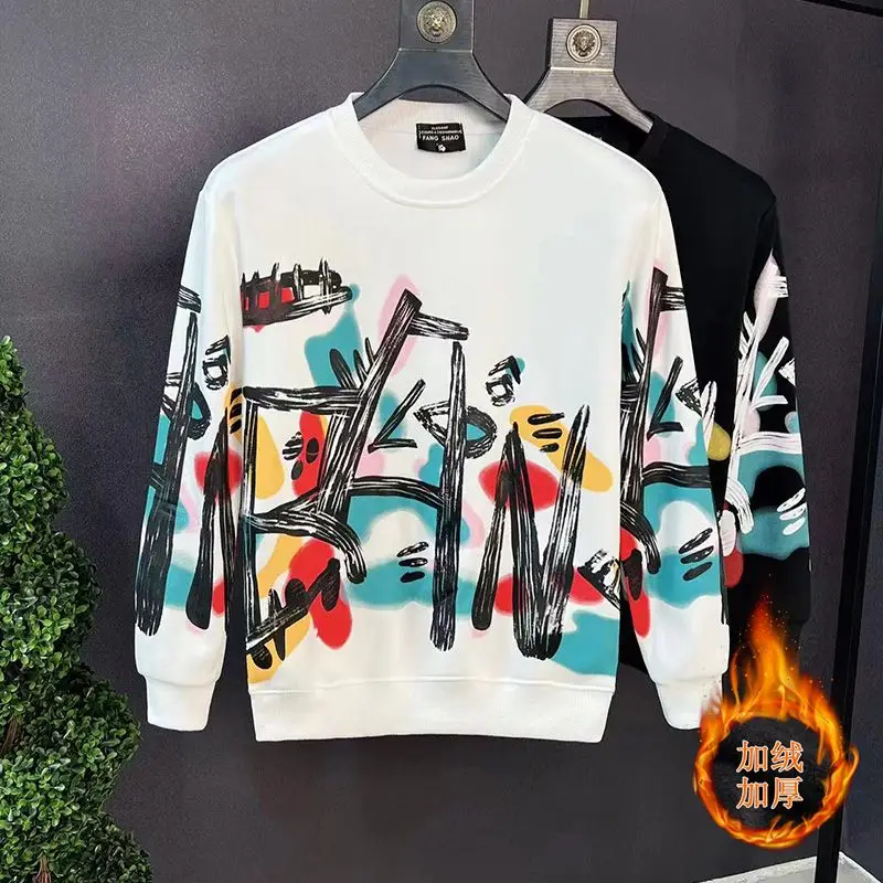 كنزة بغطاء رأس بأكمام طويلة للرجال ، تي شيرت عصري ، مخمل ممتاز ، معطف شتوي ، جديد ، للربيع والخريف ،