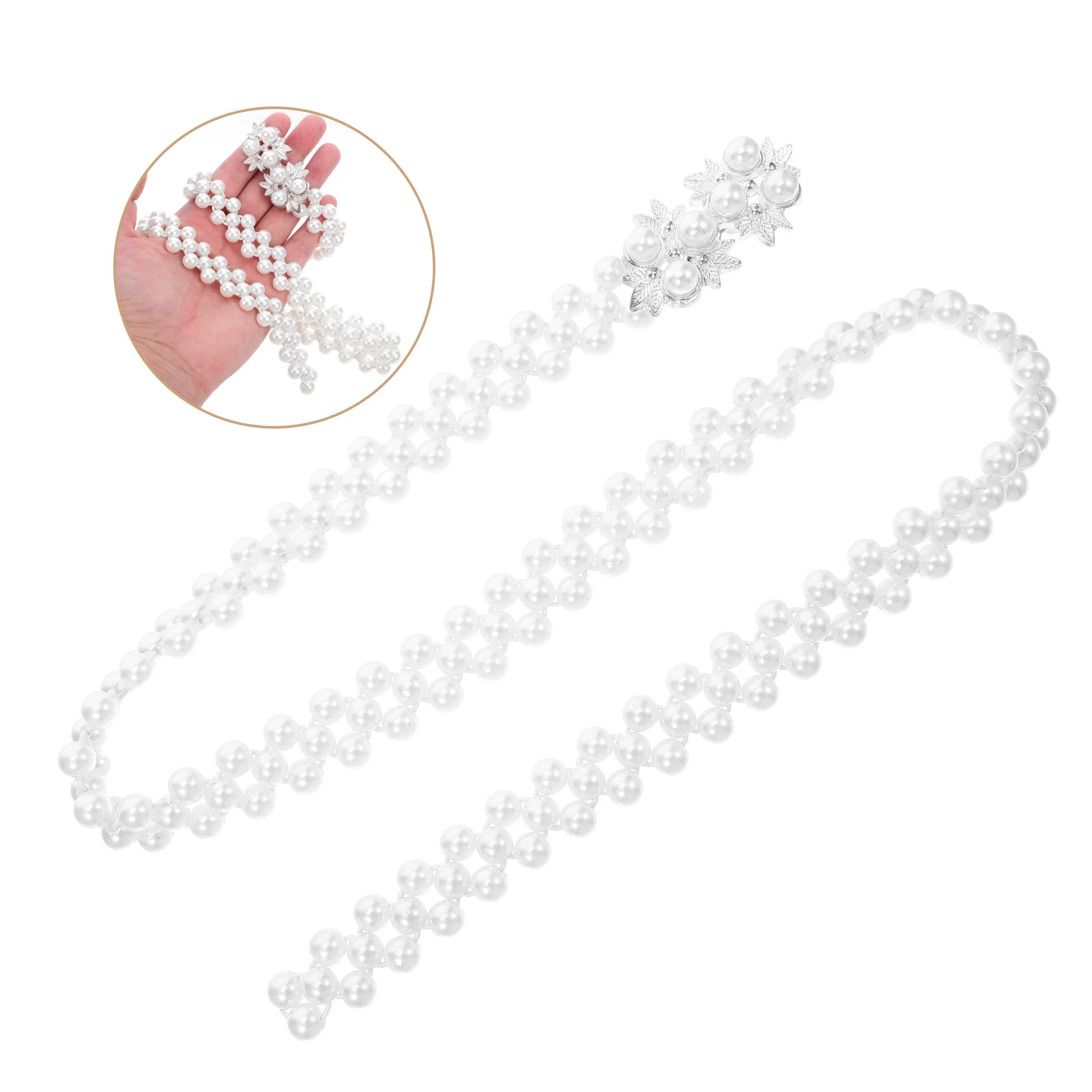 

Rhinestone Pearl Belt Dress Belts for Women Dressy Elastic Stretch Waist Sash Delicate Chain