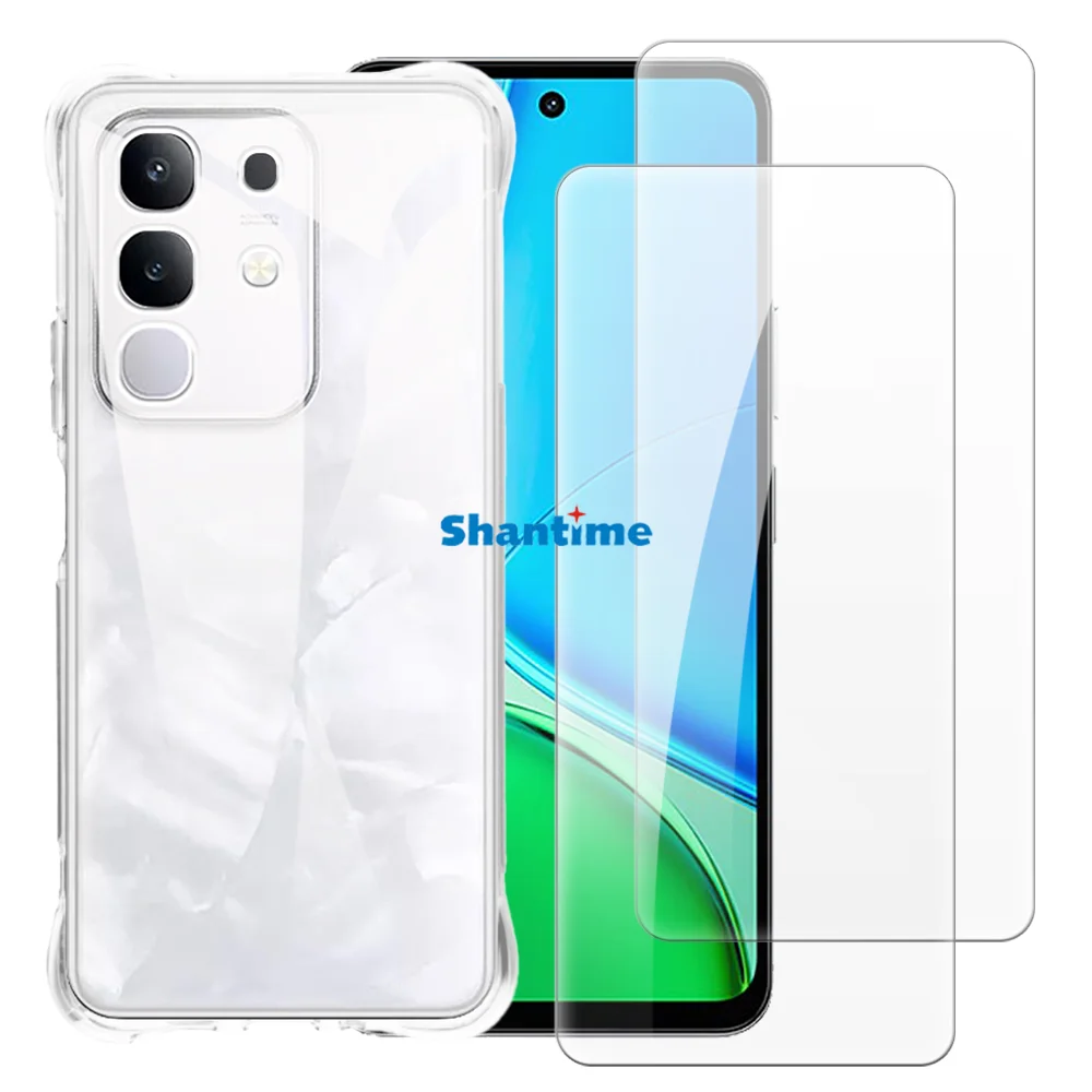 

Soft Case + 2 Pack Tempered Glass Screen Protectors for Vivo Y29 4G Full-Body Protection