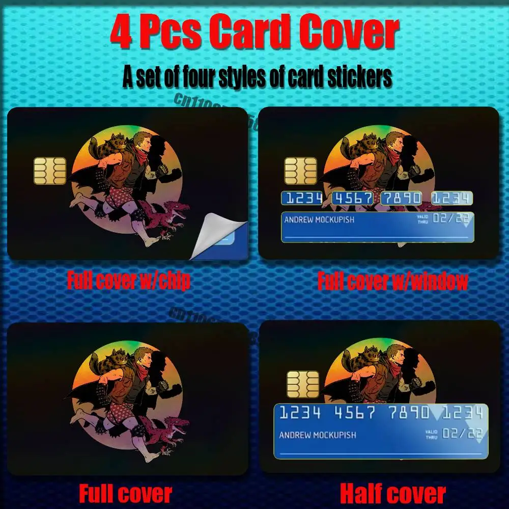 For Dungeon Crawler Carl Credit Bank Sticker ID Access Card Cover Skin Rainbow Color Laser Stickers Film